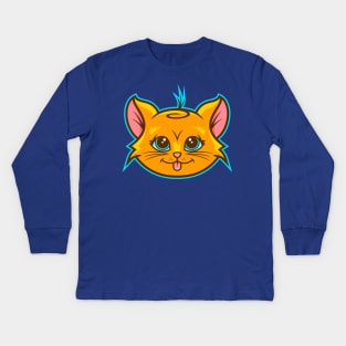 Orange Kitty Kat Kids Long Sleeve T-Shirt